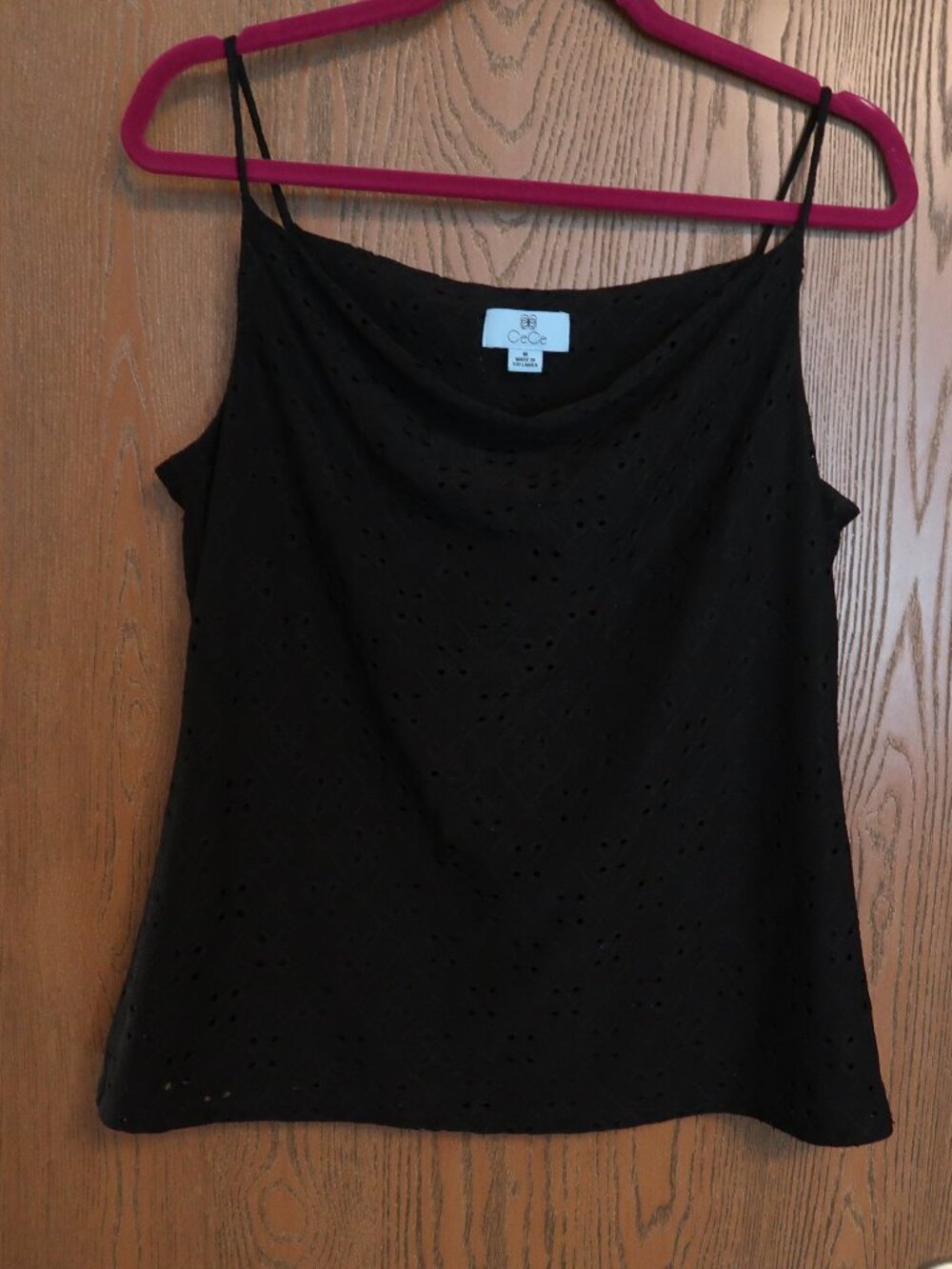 Cece black pointelle cami tank size M